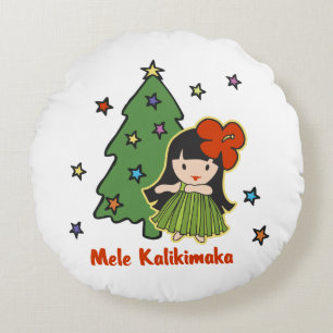 Almofada Redonda Aloha Honys Christmas Hawaiian Hula Girl