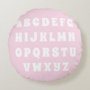 Almofada Redonda Alphabet Abc padrão cor-de-rosa, berçário rever