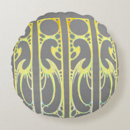 Almofada Redonda Alphonse Mucha art nouveau abstrato art cinza art