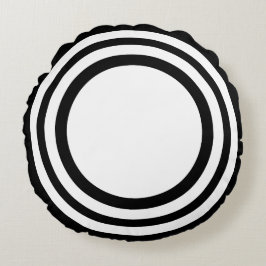 Almofada Redonda Alvo Bullseye, Travesseiro redondo branco preto