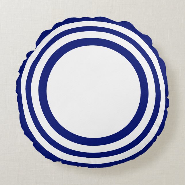 Almofada Redonda Alvo Touro,Travesseiro redondo branco-azul (Frente)