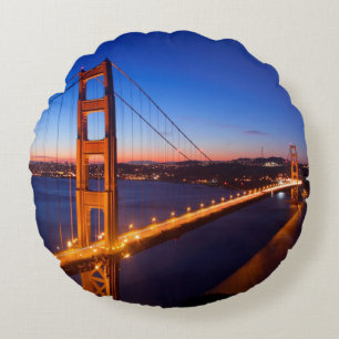 Almofada Redonda Alvorecer sobre a ponte de San Francisco e de