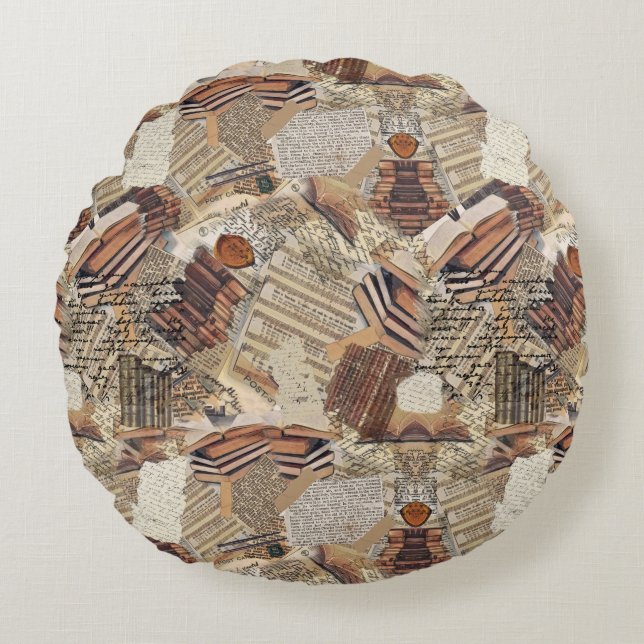 Almofada Redonda Amantes de escritores e livros (Frente)