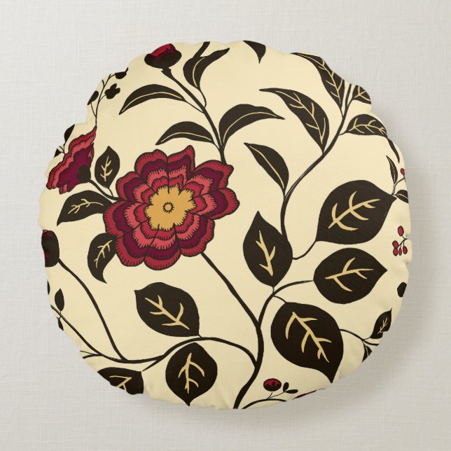 Almofada Redonda Amarelo vermelho-branco-palha (Frente)