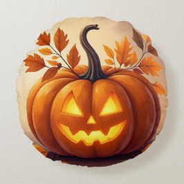 Almofada Redonda Âmbar Gourd Glow | Travesseiro decorativo de outon