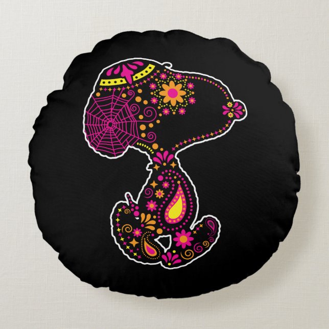 Almofada Redonda Amendoins | Dia Decorado do Cão (Frente)