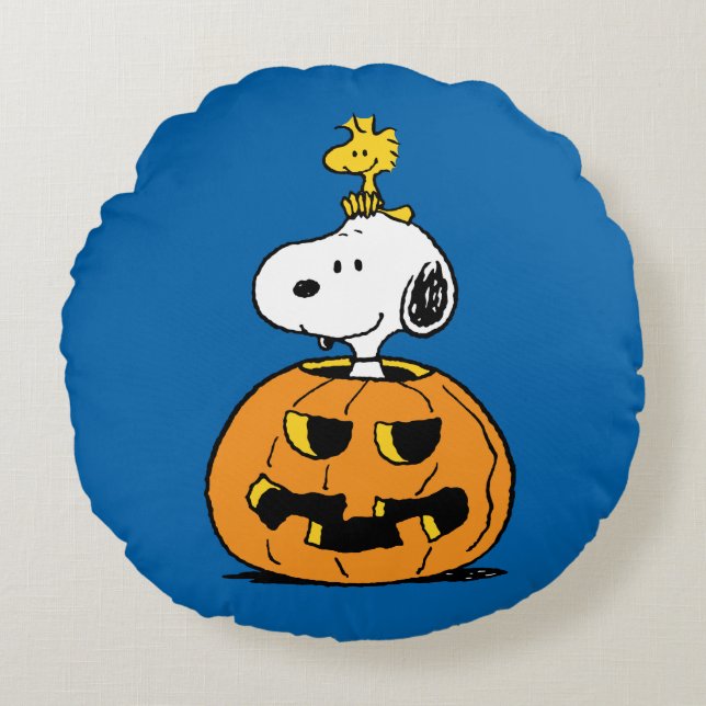 Almofada Redonda Amendoins | Pumpkin de Pop de Snoopy & Woodstock (Frente)