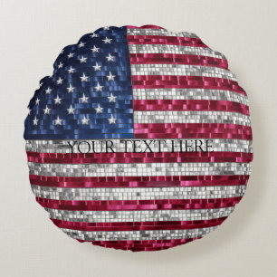 Almofada Redonda American Flag Mosaic