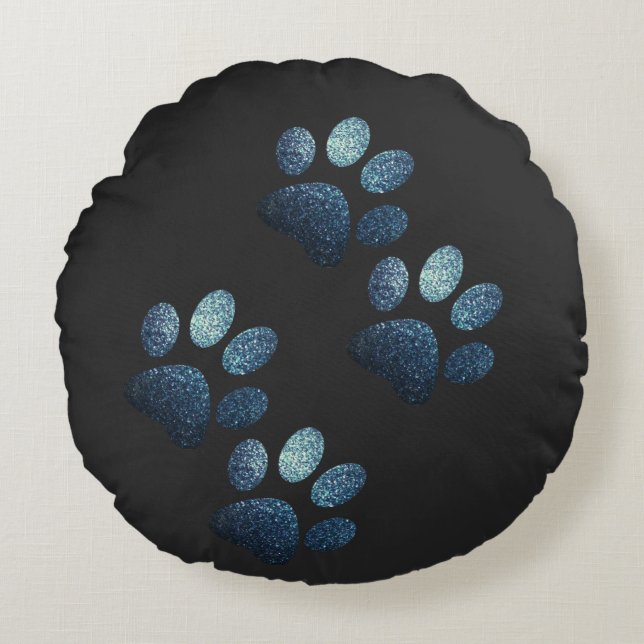 Almofada Redonda Amigos cão brilha azul escuro (Frente)