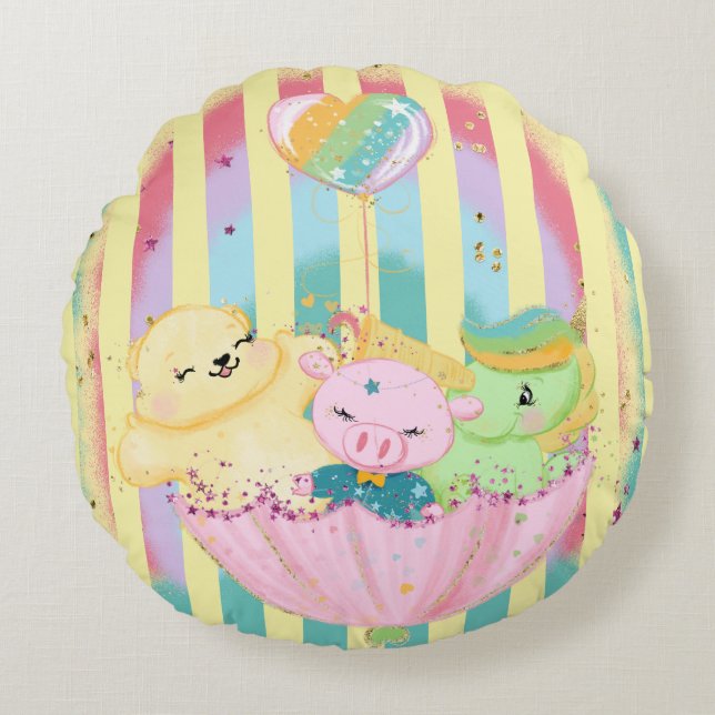 Almofada Redonda Amigos do travesseiro decorativo (Frente)