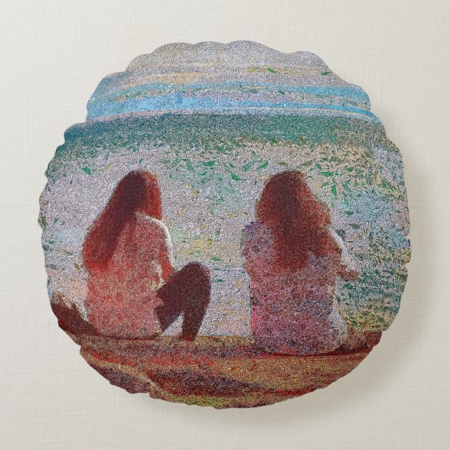 Almofada Redonda Amigos no Travesseiro Lopez Island Pouf (Frente)