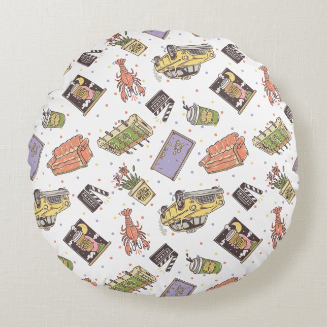 Almofada Redonda AMIGOS™ | Padrão de Ícone de Bolinhas (Frente)