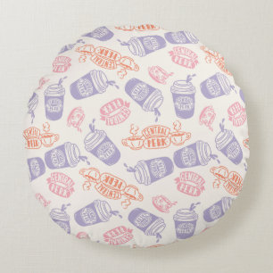 Almofada Redonda AMIGOS™ Padrão de Perk Central Pastel