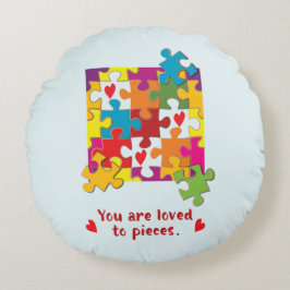 Almofada Redonda Amo ao Quebra-cabeça de Aniversário para Pedaços
