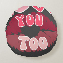 Almofada Redonda Amo-Te Beijar Mark Romanic Lip Impressão Design