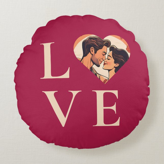 Almofada Redonda Amor com Imagem (Frente)