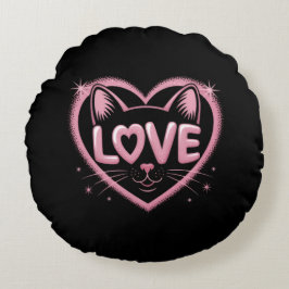 Almofada Redonda Amor de Gato Brilhante
