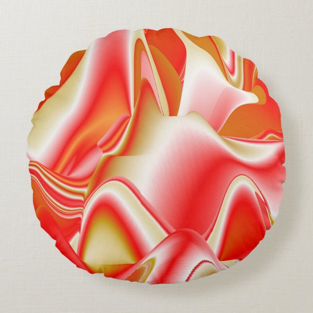 Almofada Redonda Amor e Abstrato 3D Rainbowart Dourado (Frente)