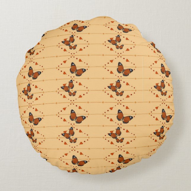 Almofada Redonda Amor e borboletas em laranja (Verso)