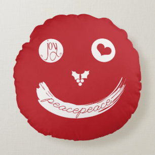 Almofada Redonda Amor Joy Paz Feliz Natal Feriado do Smiley face