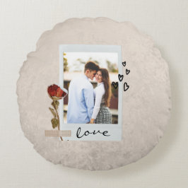 Almofada Redonda Amor no Elegant Script Photo with Heart