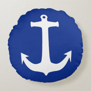 Almofada Redonda Anchor branco + seu fundo e ideias