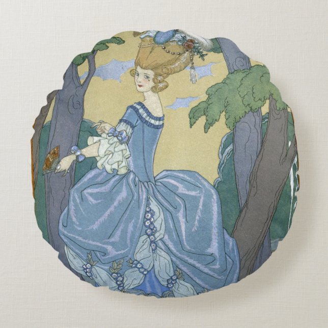 Almofada Redonda Ande na floresta, ilustração para 'Fetes Galant (Frente)