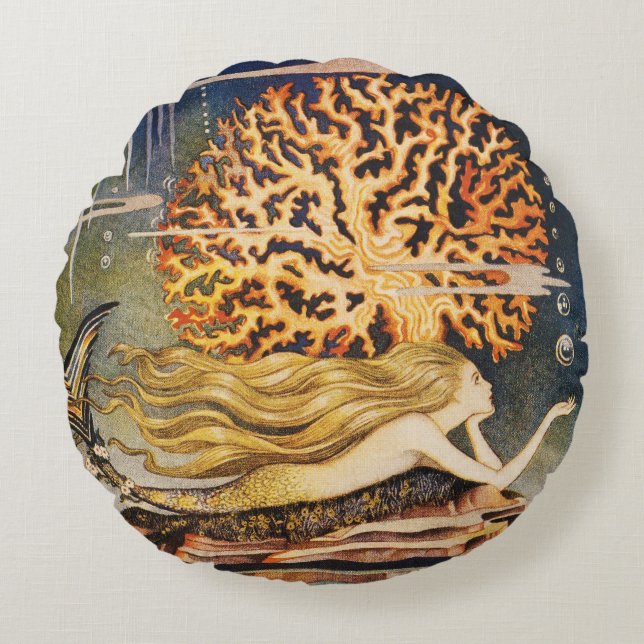 Almofada Redonda Andersen: Desenho pequeno da sereia (Frente)