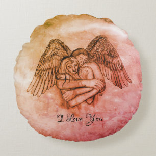 Almofada Redonda Angel Eros in Love, eu te amo