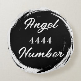 Almofada Redonda Angel Number "4444" frente e verso