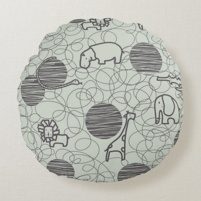 Almofada Redonda animais 1 do safari (Frente)