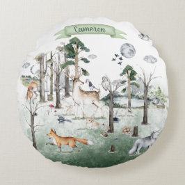 Almofada Redonda Animais Caprichosos na Floresta Personalizáveis