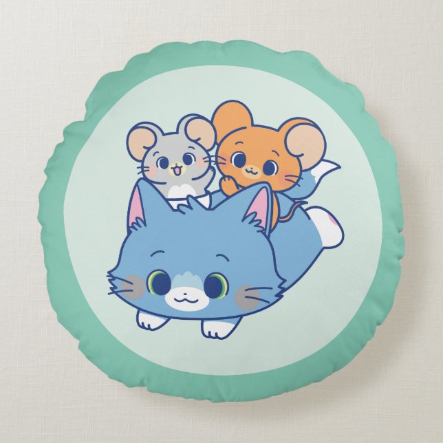 Almofada Redonda Anime Tom, Jerry e Tuffy (Frente)