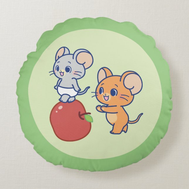 Almofada Redonda Anime Tuffy e Jerry Apple Rolling (Frente)