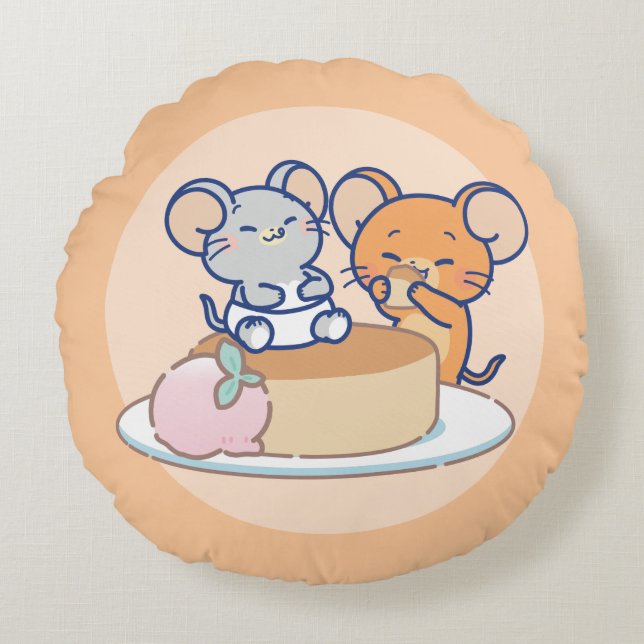 Almofada Redonda Anime Tuffy e Jerry Cheesecake (Frente)