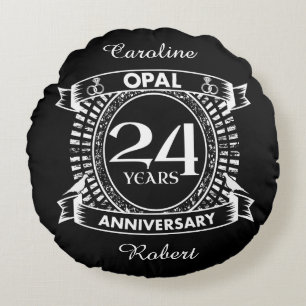 Almofada Redonda aniversário de casamento de opala de 24 anos