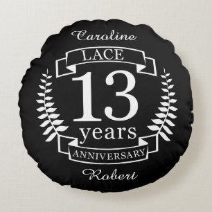 Almofada Redonda Aniversário de casamento tradicional do local 13 a
