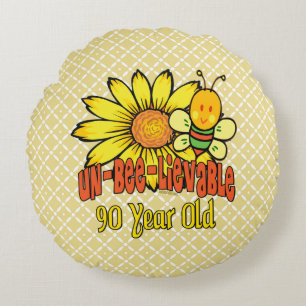 Almofada Redonda aniversário do 90 - inacreditável em 90 anos vel
