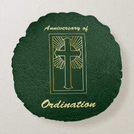 Almofada Redonda Aniversário do Padre de Leather Ordinária