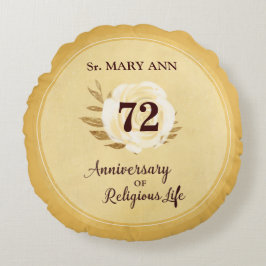 Almofada Redonda Aniversário personalizável da freira religiosa