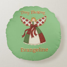 Almofada Redonda Anjo de Patchwork Fofo – Bebê Personalizado