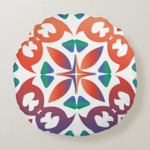 Almofada Redonda Antigos azulejos ornamentados talavera méxico. Geo
