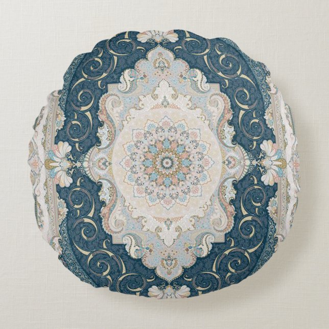 Almofada Redonda Antiguamente tapete persa turco (Frente)