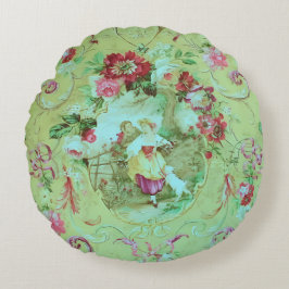 Almofada Redonda Antiquado estilo Toile Rococo Vitoriano Verde