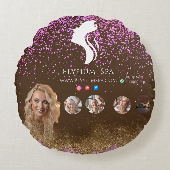 Almofada Redonda ANTISTRESS Terracotta Gold Spa Beauty social media (Frente)