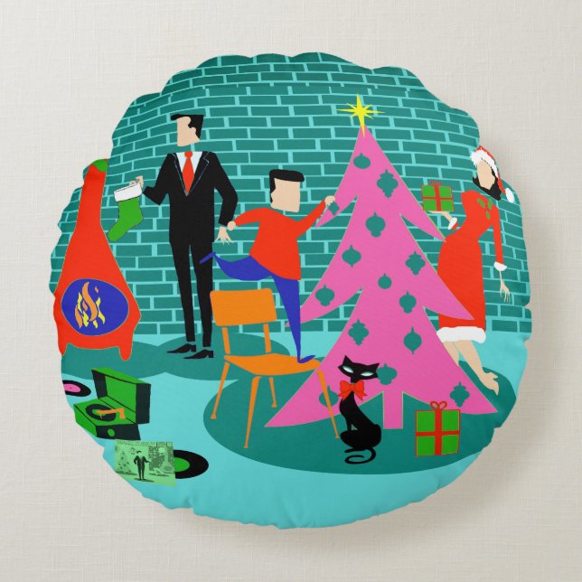 Almofada Redonda Aparamento retro o travesseiro redondo da árvore (Frente)