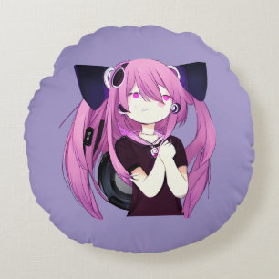 Almofada Redonda Apenas uma garota que ama anime, música e jogos