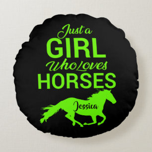 Almofada Redonda Apenas Uma Menina Que Ama Cavalos Personalizados