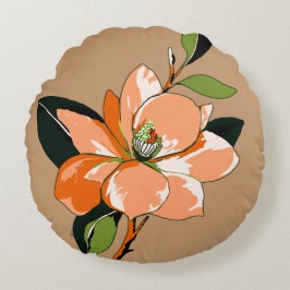 Almofada Redonda Apricot Azalea em Tan