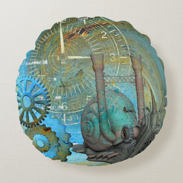 Almofada Redonda Aqua Steam Snail Traveler (Frente)